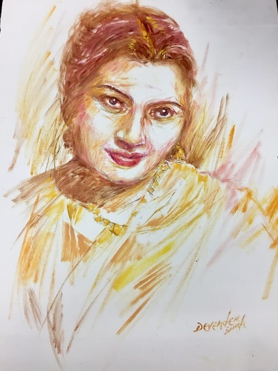 Portrait of Satinder Kaur Kapany by Devender Singh